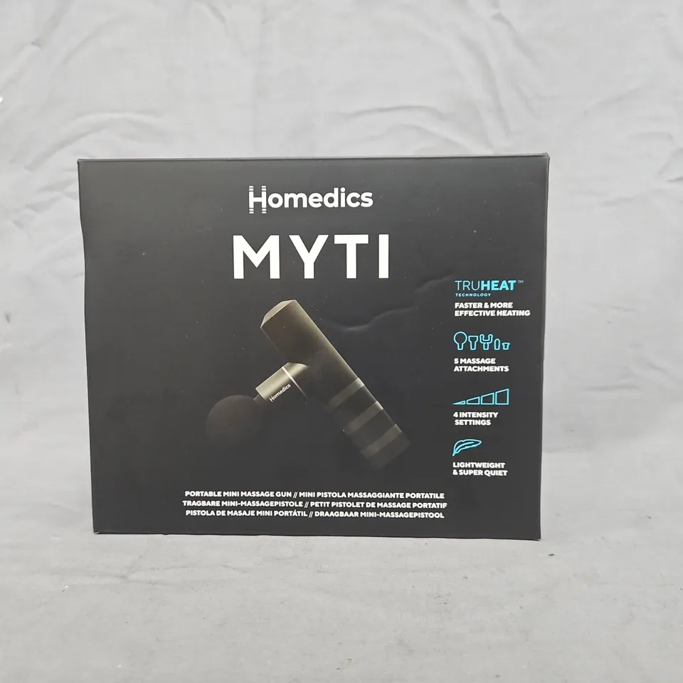 BOXED HOMEDICS MYTI PORTABLE MINI MASSAGE GUN 