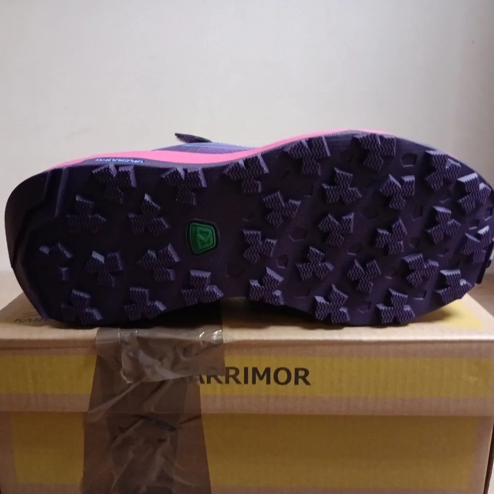 BOXED PAIR OF KARRIMOR TEMPO TR CHG00 KIDS' TRAIL SHOES – PURPLE/PINK, UK 2 (EU 34)