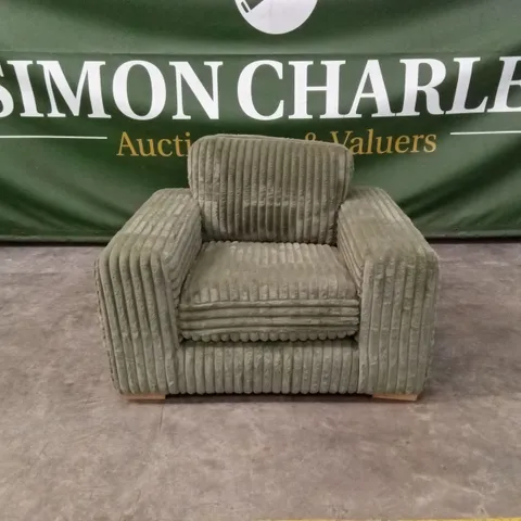 COSY FAUX FUR FABRIC ARMCHAIR - OLIVE