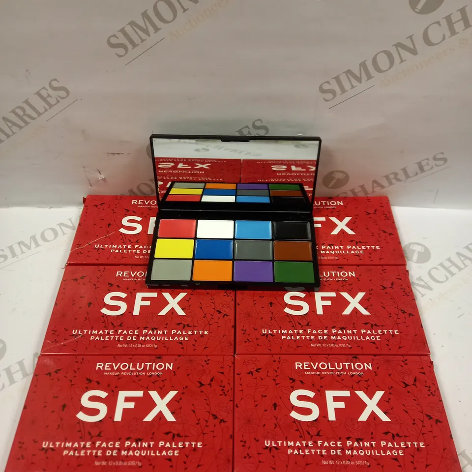 BOX OF 6 REVOLUTION SFX ULTIMATE FACE PAINT PALETTES 
