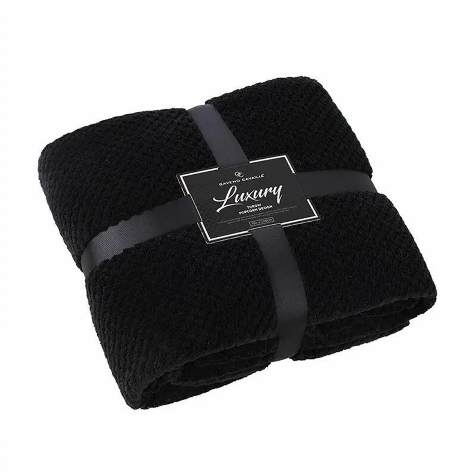 BAGGED REBECCA POP CORN THROW - BLACK