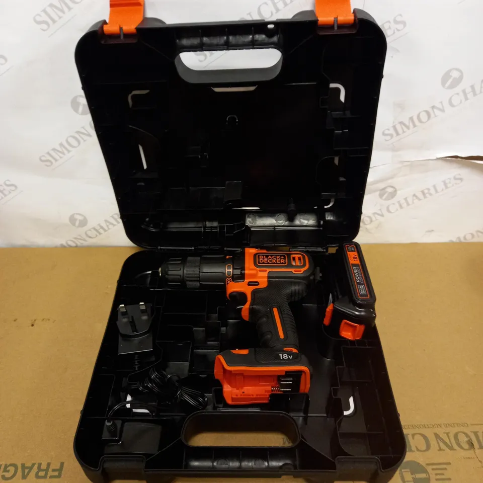BLACK+DECKER 18 V CORDLESS 2-GEAR COMBI HAMMER DRILL POWER TOOL 