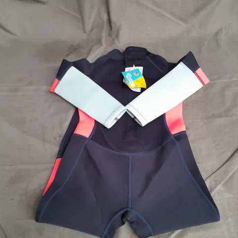 MOUNTAIN WAREHOUSE BEACH FULL LENGTH KIDS WETSUIT IN NAVY/BRIGHT PINK SIZE 5-6YRS