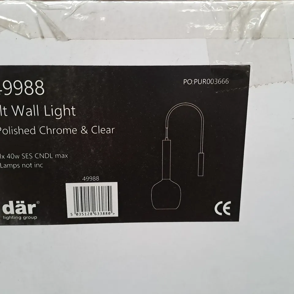 BOXED DAR 1LT WALL LIGHT POLISHED CHROME AND CLEAR 
