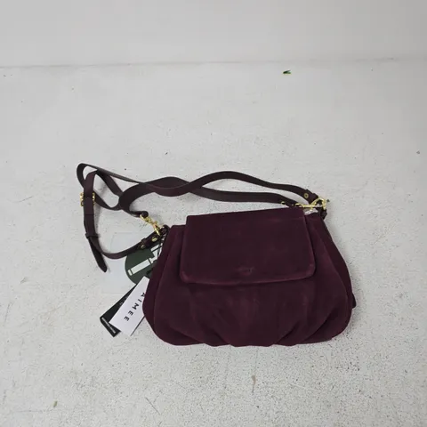 AIMEE SUEDE EFFECT CANVAS BAG BURGUNDY 