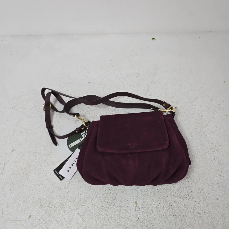 AIMEE SUEDE EFFECT CANVAS BAG BURGUNDY