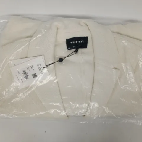 BAGGED WHISTLES SLIM JERSEY JACKET IN CREAM SIZE UK 10
