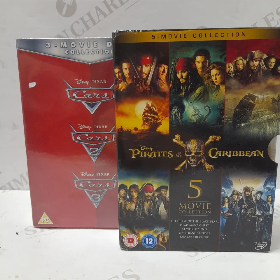 LOT OF 2 MOVIE SET COLLECTIONS TO INCLUDE CARS & PIRATES OF THE CARIBBEAN