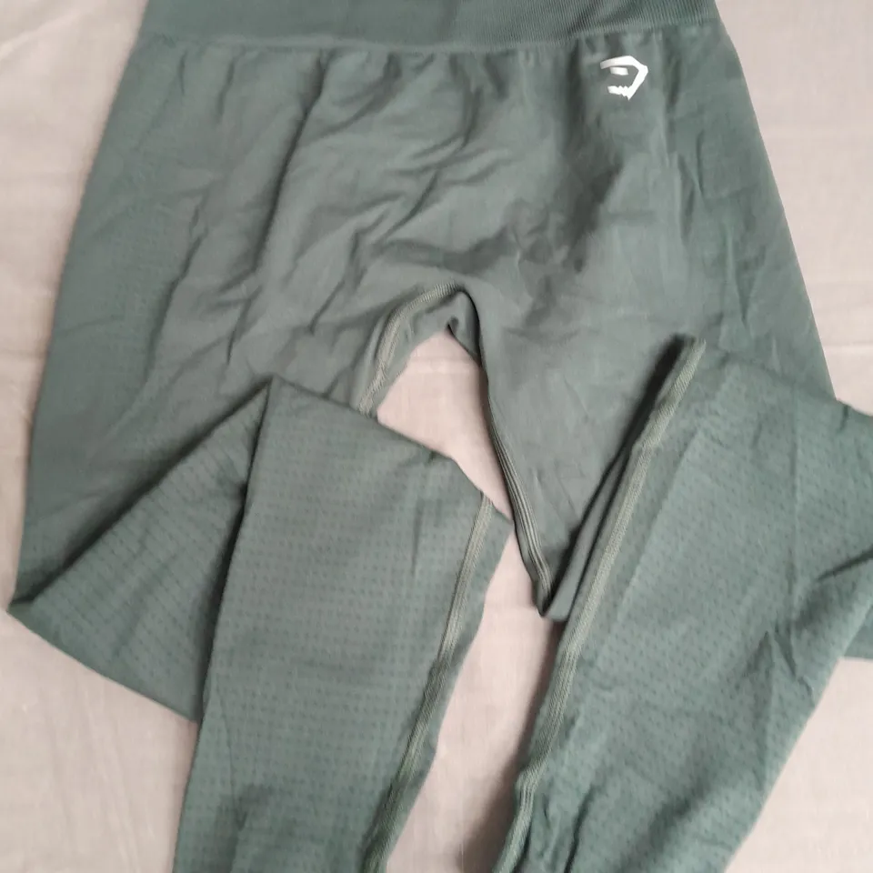 GYMSHARK GREEN TRAINING LEGGINGS - L