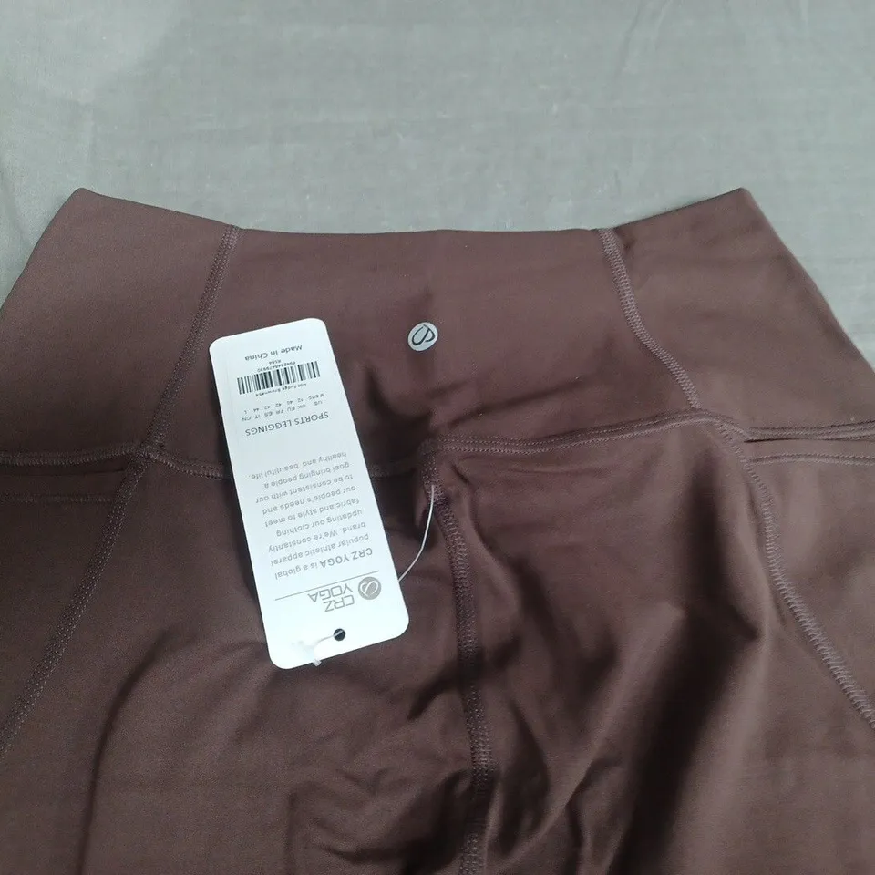 CRZ YOGA SPORTS LEGGINGS IN BROWN - UK 12