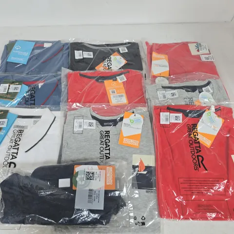 LOT OF 10 ASSORTED BRAND NEW REGATTA T-SHIRTS & IN VARIOUS STYLES, COLOURS AND SIZES