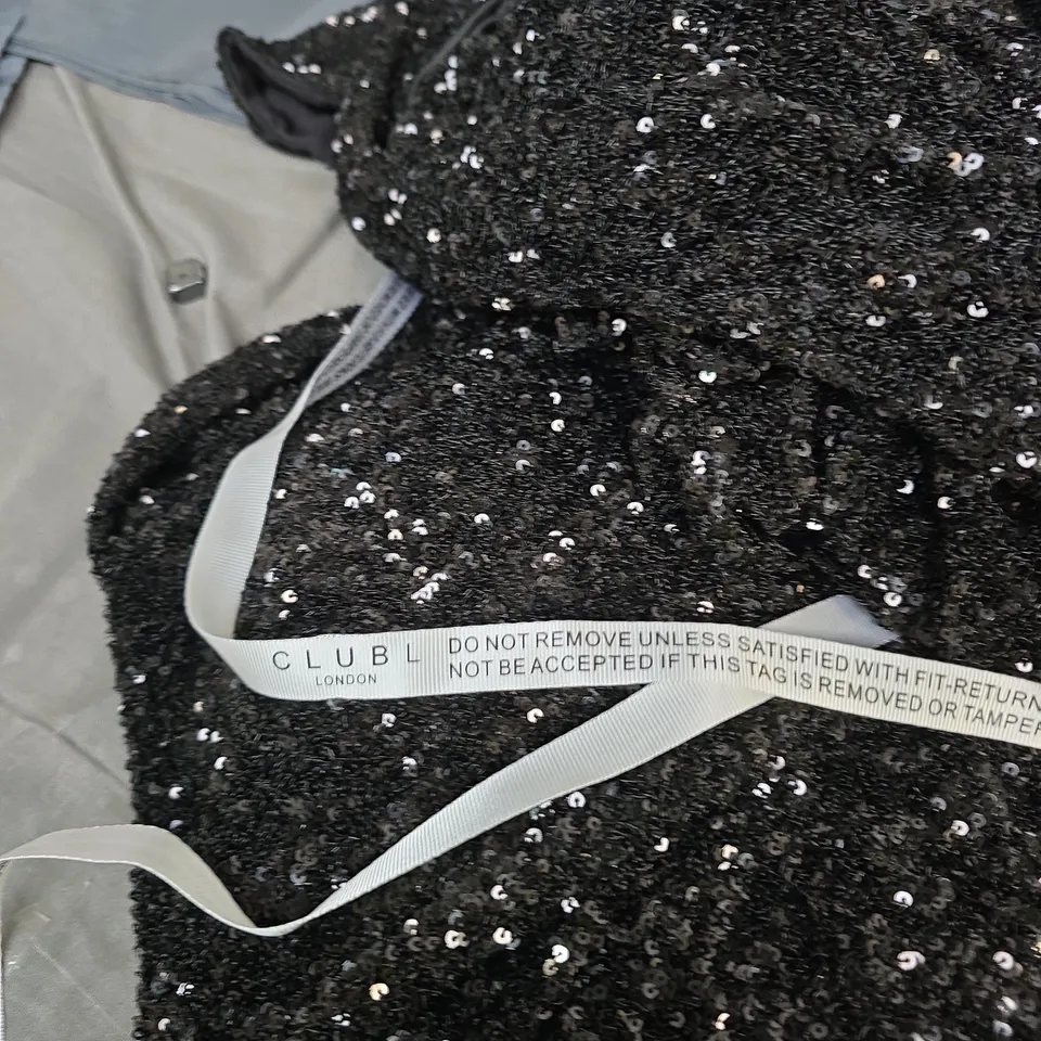 Club L London Black Sequin Maxi Dress/Jumpsuit – Evening Wear 