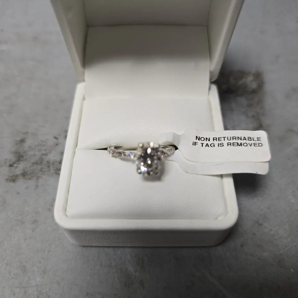MOISSANITE LADY LYNSEY MOISSANITE 9CT WHITE GOLD 2.50CT TOTAL OVAL RING - SIZE UNSPECIFIED