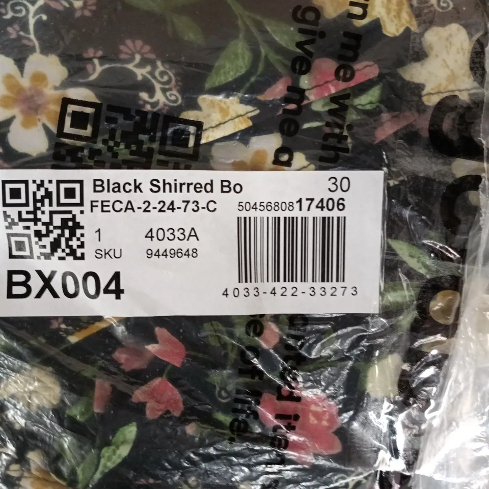 NEW LOOK FLORAL PRINT WOMEN'S GARMENT – BLACK BASE WITH PINK & CREAM FLOWERS.