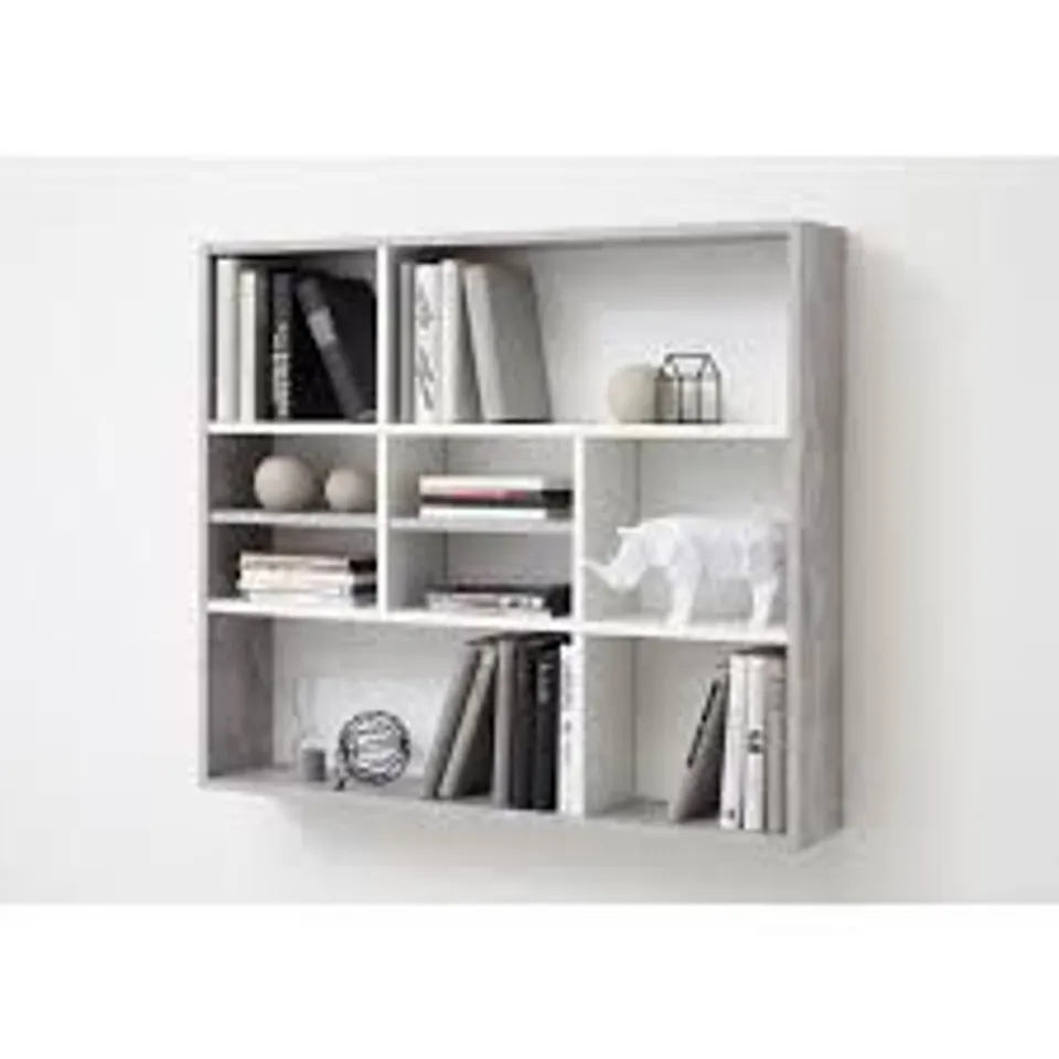 BOXED MIKA WALL RACK - CONCRETE/WHITE - 90X78.2 CM