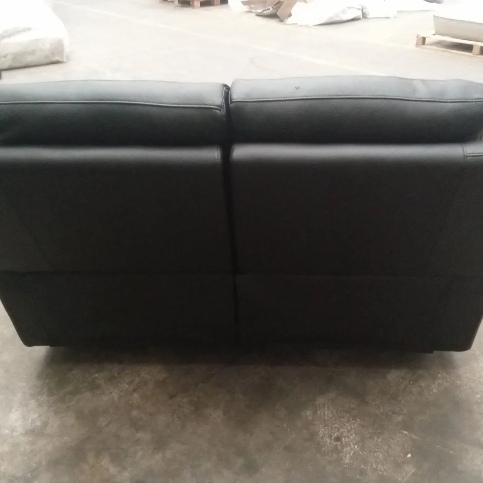 EDISON 2 SEATER LUXURY FAUX LEATHER MANUAL RECLINER SOFA - BLACK RRP £649