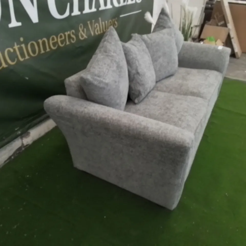 DESIGNER GREY FABRIC THREE SEATER SOFA