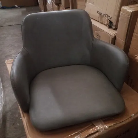 BOXED SET OF 2 FAUX LEATHER DINING CHAIRS - GREY