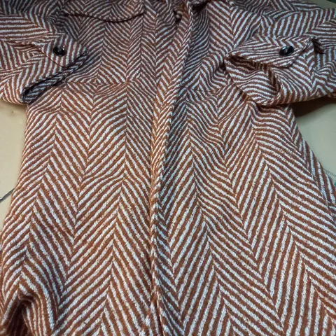 TOPSHOP TAN STRIPED WOMENS OVERCOAT - SIZE 14