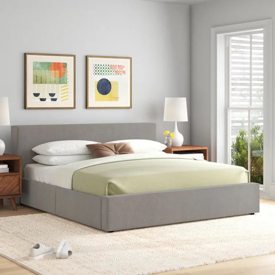 BOXED ALIKA UPHOLSTERED PLATFORM BED // SIZE: SUPER KING (1 BOX)