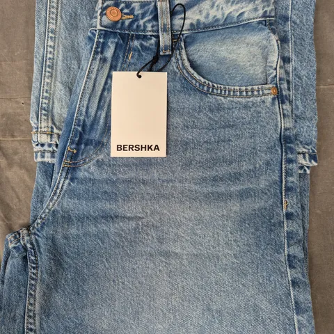 BERSHKA WIDE LEG JEANS IN BLUE SIZE UK 8