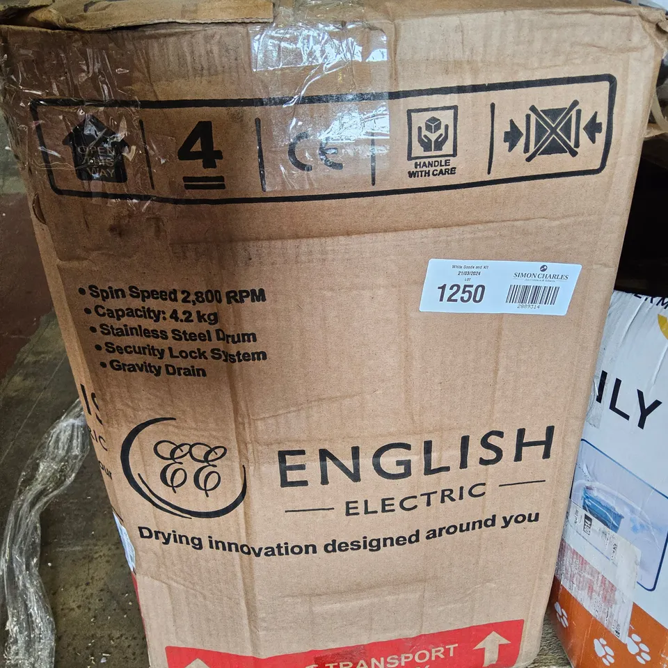 BOXED ENGLISH ELECTRIC SPIN DRYER Model 28009EEWP WHITE