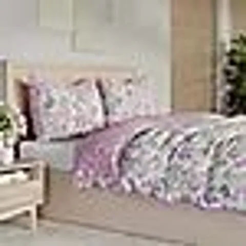 COZEE HOME REVERSIBLE SOFT FLORAL VELVET SOFT 3 PIECE DUVET SET PINK