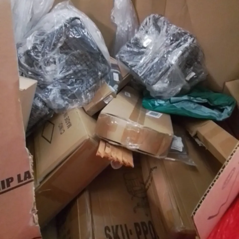 PALLET CONTAINING ASSORTED HOUSEHOLD & HOME IMPROVEMENT PRODUCTS. INCLUDES OFFICE CHAIR, FURNITURE, MEDICAL FOOT SLEEVE, TROLLEY ETC 