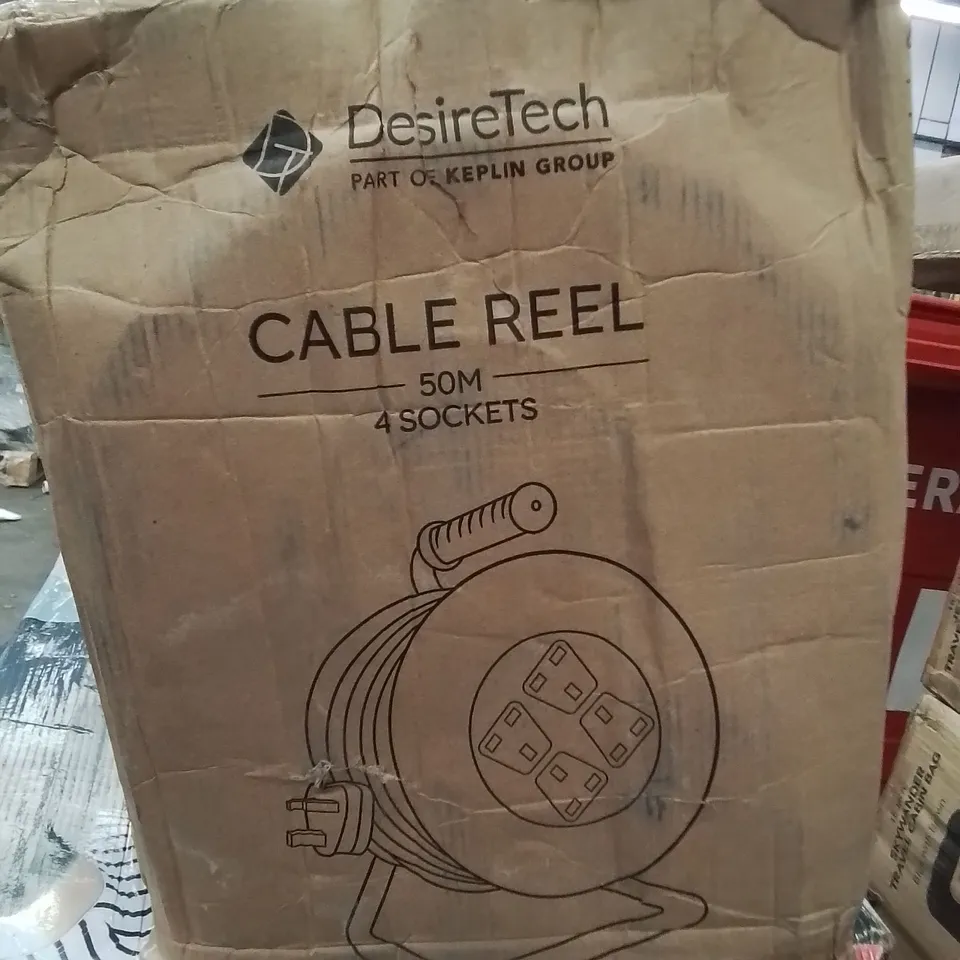 BOXED DESIRETECH 50m 4 SOCKET CABLE REEL 