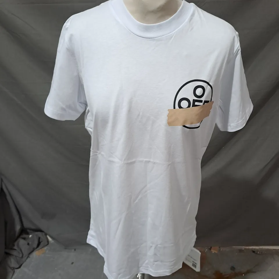 OFF WHITE PRINTED TEE IN WHITE SIZE S