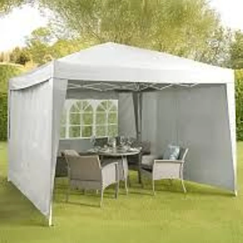 BOXED 3 X 3M POP UP GAZEBO WITH 3 PIECE SIDE PANELS - GREY (1 BOX) RRP £199
