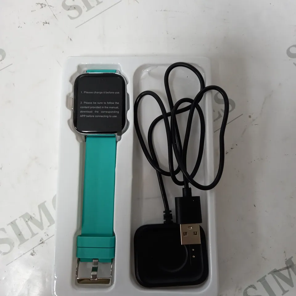 BOXED MOLOCY SMART WATCH - TURQUOISE STRAP 