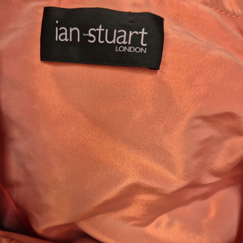 IAN STUART LONDON  GRADIENT ONE-SHOULDER EVENING DRESS WITH FLORAL APPLIQUÉ AND MATCHING JACKET 