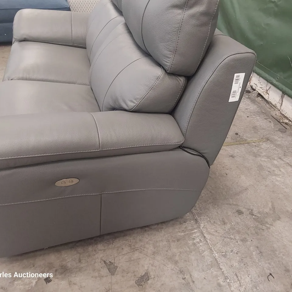 QUALITY ITALIAN DESIGNER POWER RECLINING TWO SEATER SOFA GREY ANTHRACITE LEATHER 