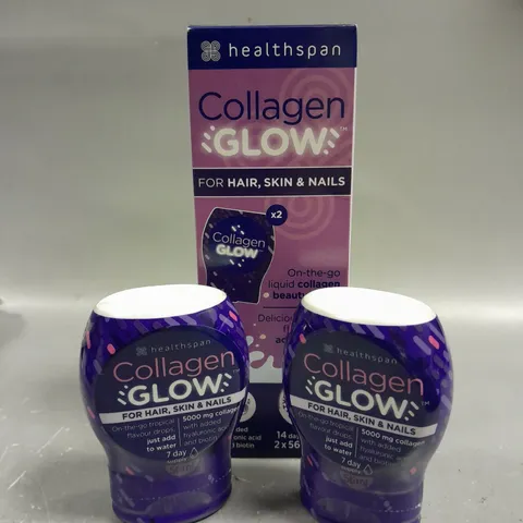 BOXED HEALTHSPAN COLLAGEN GLOW LIQUID COLLAGEN BEAUTY DROPS - 2 X 56ML