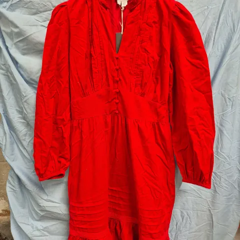 UK 10 GHOST LONDON KAMILA DRESS – RED (D11G057)