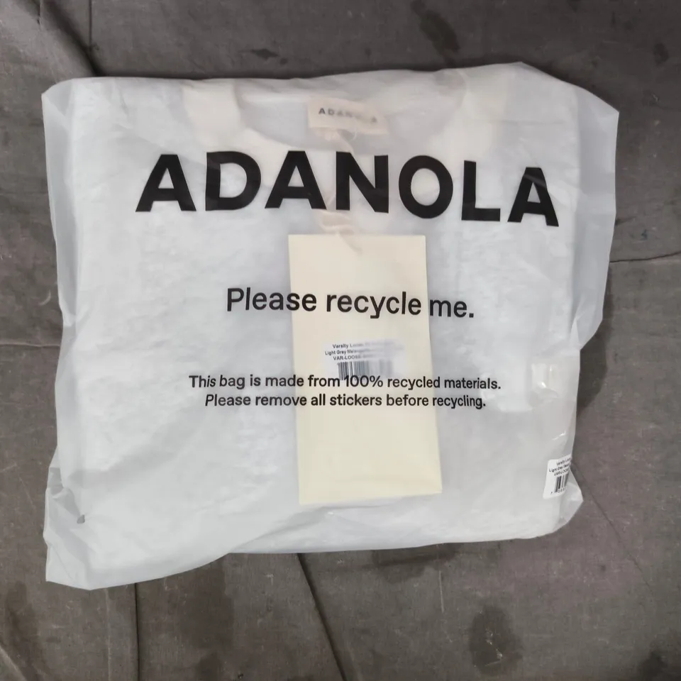 BAGGED ADANOLA VARSITY LOOSE FIT SWEATSHIRT IN LIGHT GREY SIZE SMALL