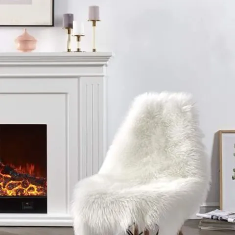 BOXED WARM & COMFY MODERN SHEEPSKIN RUG DECOR WHITE IVORY 90CM
