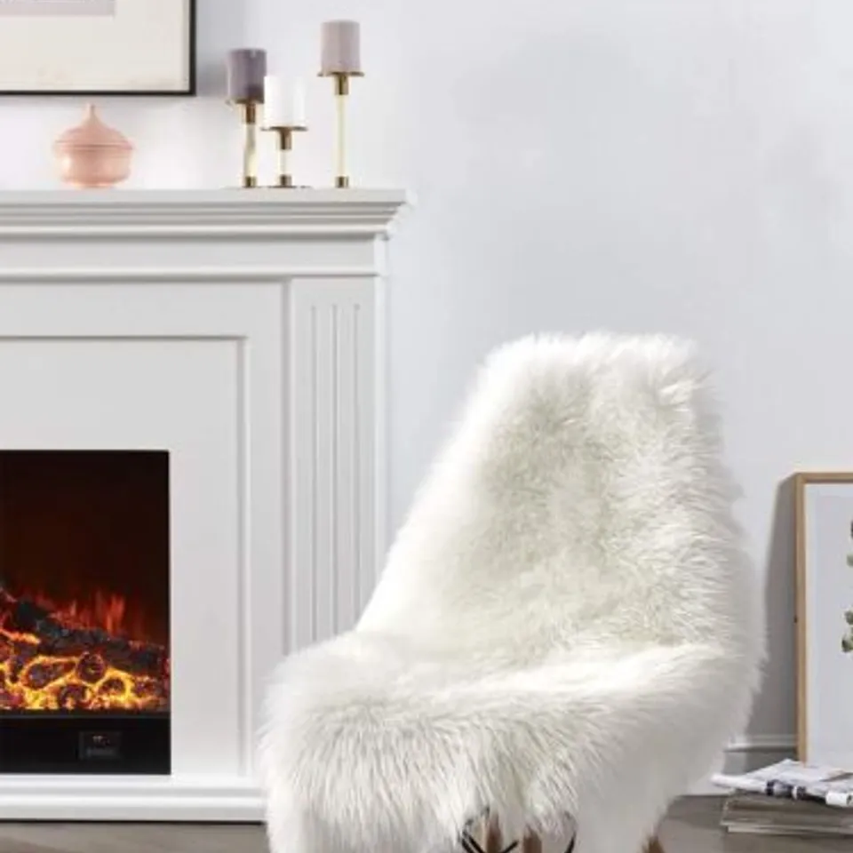 BOXED WARM & COMFY MODERN SHEEPSKIN RUG DECOR WHITE IVORY 90CM