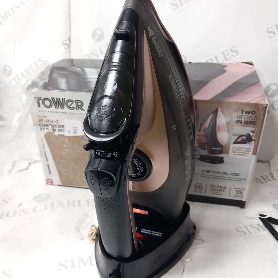 BOXED TOWER 2400W 2 IN 1 CORD/CORDLESS STEAM IRON T22008RG