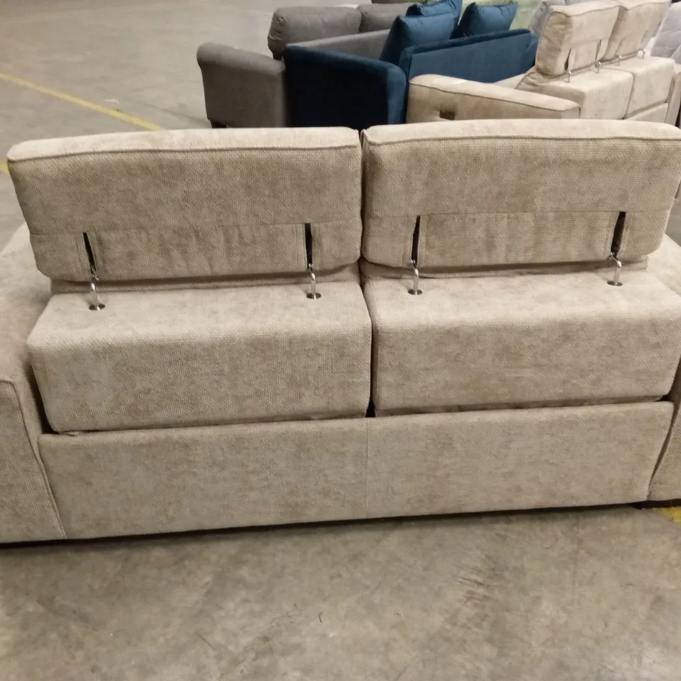 VENOSA 3 SEATER POWER RECLINER FABRIC SOFA - NATURAL RRP £1399