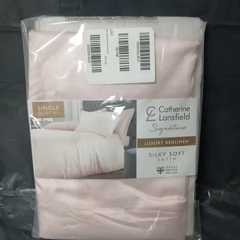 CATHERINE LANSFIELD SILKY SOFT SATIN DUVET COVER SET - BLUSH PINK - SINGLE