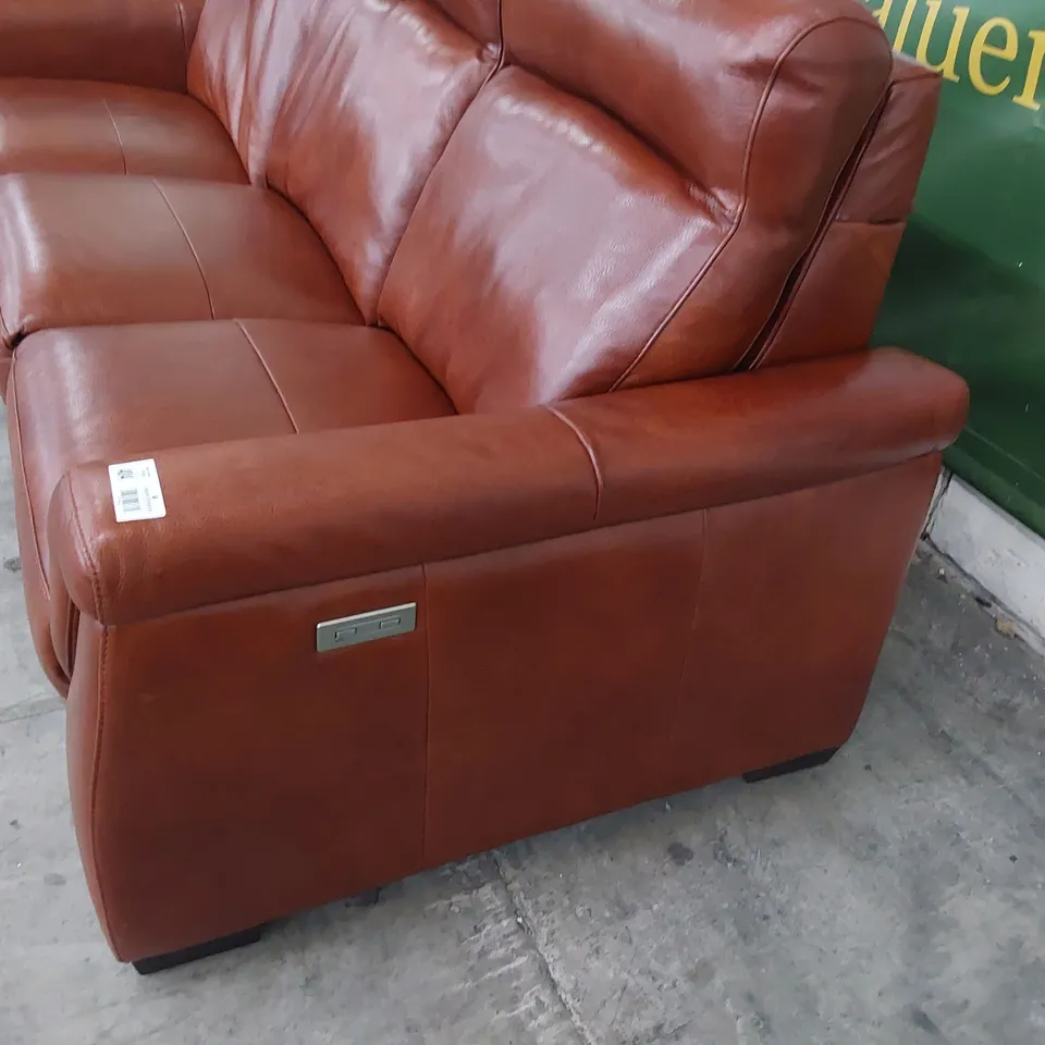 QUALITY ITALIAN DESIGNER ADRIANO POWER RECLINING THREE SEATER SOFA TAN LEATHER 