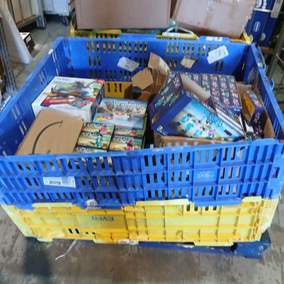 PALLET OF ASSORTED PRODUCTS TO INCLUDE; MOTION PARTNER DANCE MAT, THINK WORDS BOARD GAME AND COLLECTABLES FIGURINES