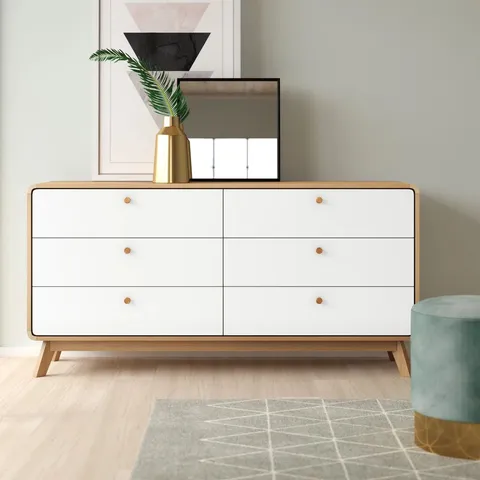 BOXED ALLENSBY 6 DRAWER 150CM W DOUBLE DRESSER (2 BOXES)