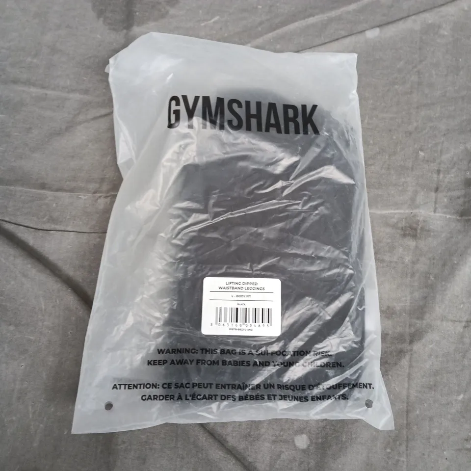BAGGED GYMSHARK LIFTING DIPPED WAISTBAND LEGGINGS – WOMEN'S, SIZE L, BLACK