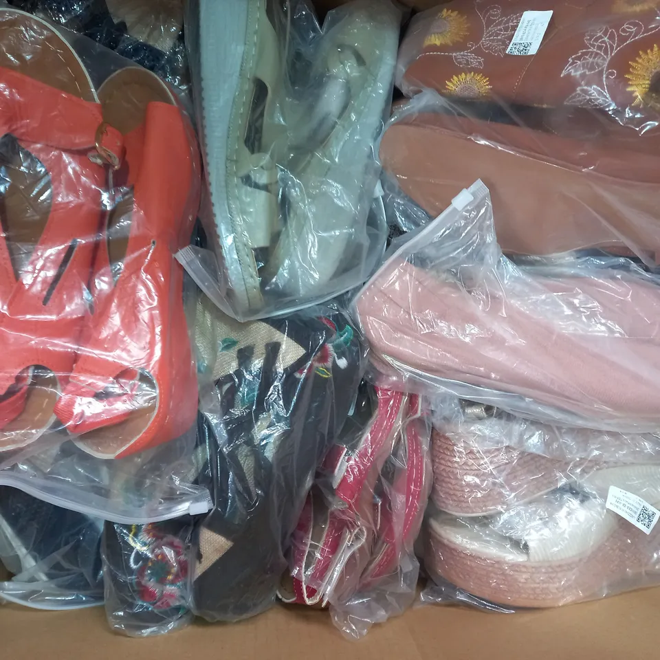 BOX OF APPROXIMATELY 20 ASSORTED PAIRS OF SHOES AND FOOTWEAR ITEMS IN VARIOUS STYLES AND SIZES TO INCLUDE SOLE, ELLA, ETC