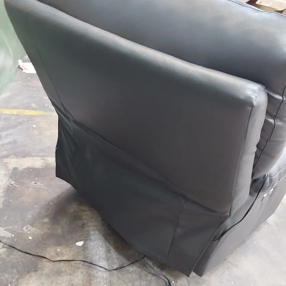 DESIGNER POWER RECLINING EASY CHAIR CHARCOAL LEATHER 