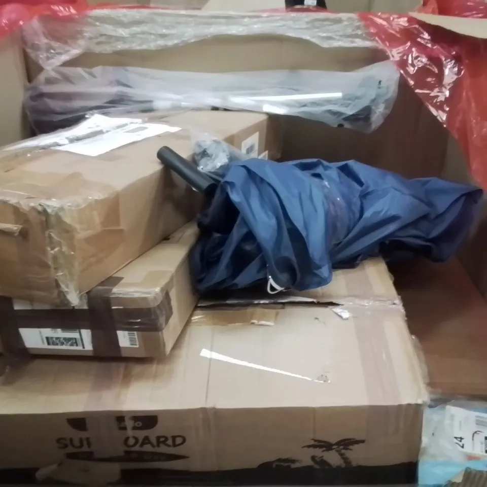 PALLET OF ASSORTED HOUSEHOLD GOODS AND PRODUCTS TO INCLUDE;32 INCH TV,AIR COOLER,TOWEL WARMER