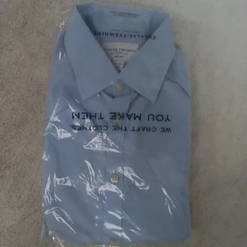 BAGGED CHARLES TYRWHITT NON-IRON EXTRA SLIM FIT SHIRT IN LIGHT BLUE SIZE 16/33"